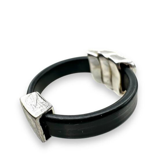 CHARM RING Sterling Silver Slider Charms Marcasite Vintage 925 Signed ADI Sz 7 - Picture 3 of 5